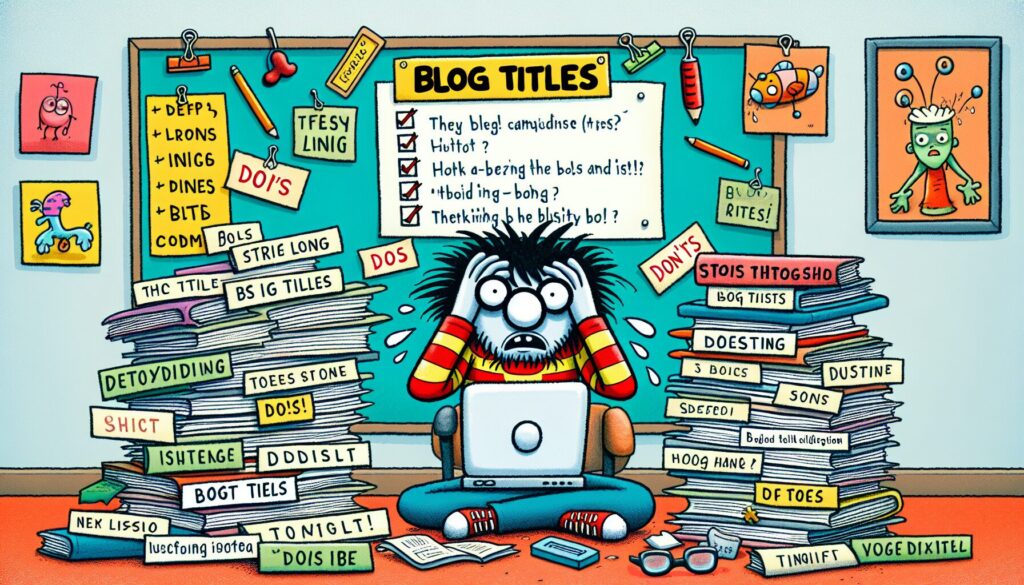 An illustration depicting common mistakes to avoid in blog titles.