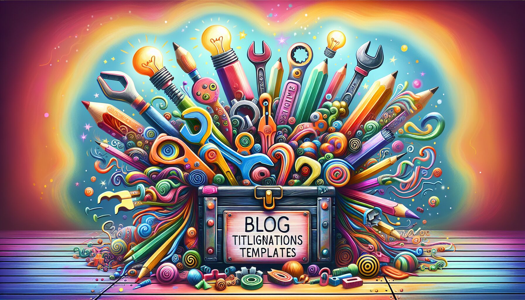 Tools for generating catchy blog titles illustrated in a creative way.