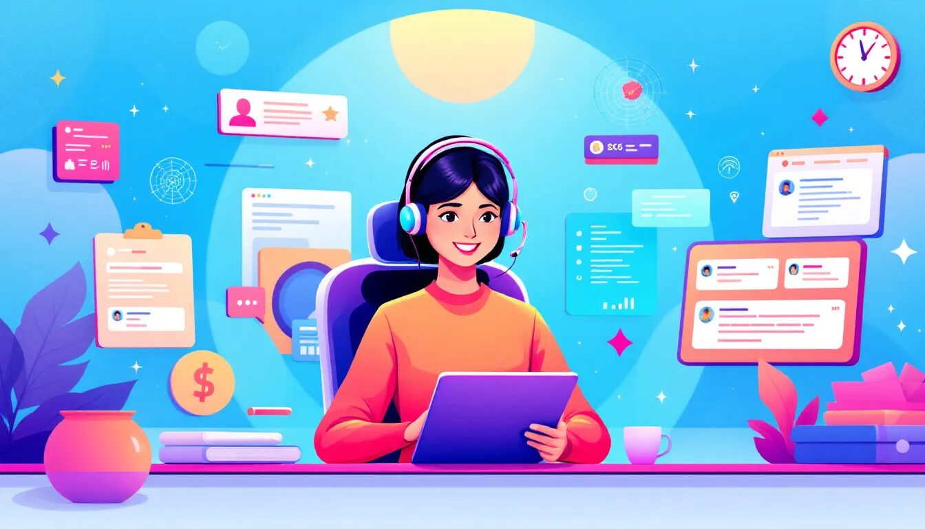 A customer service representative assisting online shoppers.