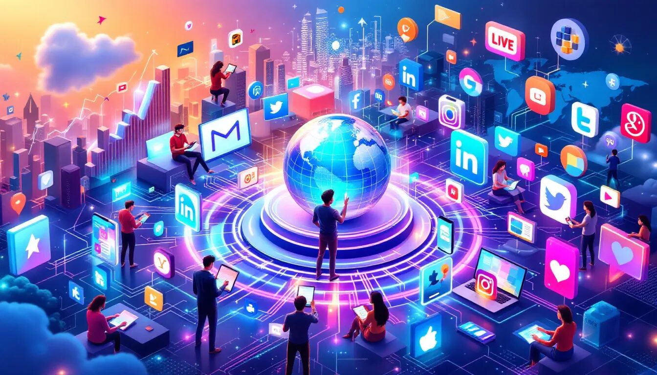 A visual representation of leveraging social media platforms to reach online customers.